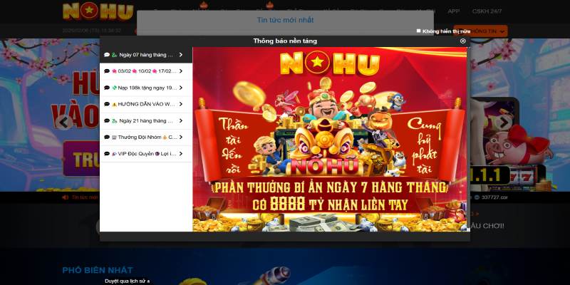 Truy cập vào trang web Nohu666